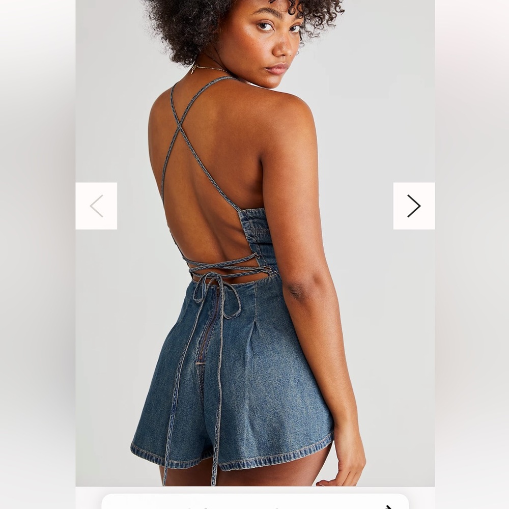 Free People CRVY Aquarius One-Piece Romper  Denim Size Medium